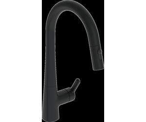HANSA HANSADESIGNO Style Comfort grifo monomando de cocina, independiente, 231 mm de proyección, 5136228333, Color: negro mate