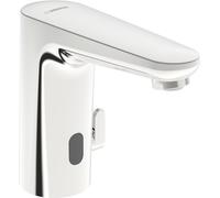 HANSA HANSAELECTRA Mezclador de seguridad para lavabo, con sensor, fuente de alimentación, proyección 123mm, 91102009, Color: cromado