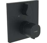 HANSA HANSALIVING Mezclador de bañera y ducha, conjunto listo para montar, termostato, empotrado, 8114956233, Color: negro mate