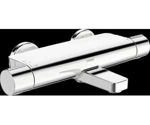 HANSA HANSAOPTIMA Mezclador de bañera y ducha, termostato, función Eco, proyección 131mm, MagShelf, con dispositivo de seguridad, 65132201, Color: cromado