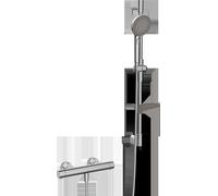 HANSA HANSAPRISMA Mezclador de ducha con conjunto de ducha, 770 mm, 3 chorros, 48130421, Color: cromado