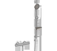 HANSA HANSAPRISMA Mezclador de ducha con conjunto de ducha, 770 mm, 3 chorros, 4813042180, Color: Acero cepillado