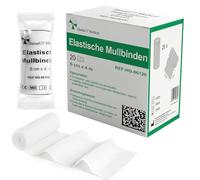 HansaGT Medical Vendaje de gasa (20 rollos, 6 cm x 4 m, muy elástico, sin látex, 80% elástico y extrasuave, empaquetado individualmente para apósitos, articulaciones y material de primeros auxilios)