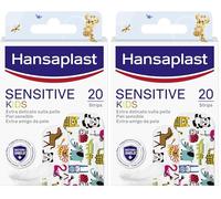 Hansaplast Apósitos Sensitive Kids para niños con animales, parches para piel sensible hipoalergénicos y fáciles de quitar, 1 paquete de 40 unidades en 2 tamaños