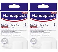 Hansaplast Apósitos Sensitive XL, apósitos para la protección de heridas medianas a grandes, parches hipoalergénicos y estériles sin látex, 1 paquete de 10 unidades de 6 x 7 cm