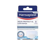 Hansaplast Cura Rápida Aqua Protect XL, apósitos avanzados para acelerar el proceso de curación, impermeables y transpirables para heridas medianas, 1 x 8 ud (4,3 x 6,5 cm)