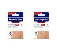 Hansaplast Flexible XXL Elastic Apósitos para heridas, Tiras impermeables y extraflexibles para cubrir heridas, Bloquean el 99% de bacterias, 5 apósitos, 9 cm x 6 cm (Paquete de 2)