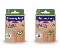 Hansaplast GREEN & PROTECT (20 tiras), apósitos adhesivos biodegradables, parches cicatrizantes hechos con fibras de origen natural, apósitos para heridas extra fuertes (Paquete de 2)