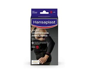 Hansaplast Ropa deportiva de compresión, manguitos, muñequeras que apoyan los músculos, la codera promueve la regeneración muscular con compresión, 1 par, talla S/M