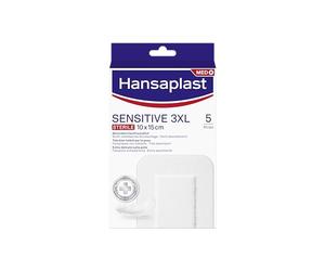 Hansaplast Sensitive 3XL Steril 10 cm x 15 cm, 5 Stück | Tiritas protectoras resistentes para heridas medias-grandes, pequeñas intervenciones quirúrgicas, sin látex
