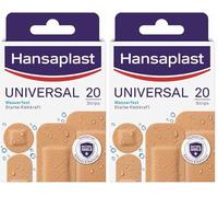Hansaplast Tiritas universales (20 tiras), resistentes a la suciedad y al agua, juego de tiritas con fuerte fuerza adhesiva y protector bacteriano (Paquete de 2)
