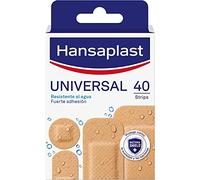 Hansaplast Universal 40 surtido (4 tamaños), apósitos resistentes al agua que repelen la suciedad, apósitos para heridas, tiras adhesivas con Bacteria Shield, 1 x 40 ud