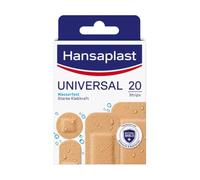 Hansaplast Tiritas universales (20 tiras), resistentes a la suciedad y al agua, juego de tiritas con fuerte fuerza adhesiva y protector bacteriano