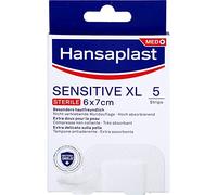 Hansaplast Apósitos Sensitive XL, apósitos para la protección de heridas medianas a grandes, parches hipoalergénicos y estériles sin látex, 1 paquete de 5 unidades de 6 x 7 cm
