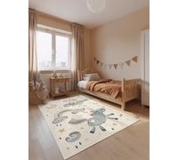 Hanse Home Adventures - Alfombra Infantil con diseño de Unicornio, Arco Iris, Luna y Estrellas, para niños, niñas, salón, Color Crema, 160 x 235 cm