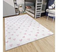 Hanse Home Adventures Alfombra Infantil Moderna con diseño de Corazones, para habitación Infantil, Sala de Juegos, habitación Juvenil, salón, Color Crema Rosa, 160 x 235 cm