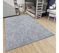Hanse Home Adventures - Alfombra Infantil Moderna con diseño de Coronas, para habitación Infantil, Sala de Juegos, habitación Juvenil, salón, Color Gris, 120 x 170 cm