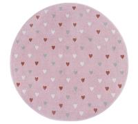 Hanse Home Adventures - Alfombra Infantil Redonda con diseño de Corazones, para habitación Infantil, Sala de Juegos, habitación Juvenil, salón, Color Rosa, 100 cm
