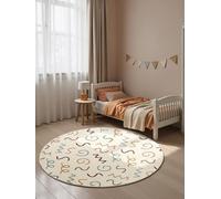 Hanse Home Adventures Alfombra Infantil Redonda, diseño de serpentinas, Confeti, Multicolor, para niños, niñas, salón, Color Crema, Multicolor, diámetro 160 cm