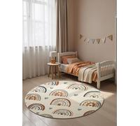 Hanse Home Adventures Bowie - Alfombra Infantil Redonda para habitación Infantil, diseño de Arco Iris, Corazones, Multicolor, para niños, niñas, salón, Color Crema, diámetro de 160 cm