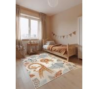 Hanse Home Adventures Savanna - Alfombra Infantil para habitación Infantil, diseño de Safari, diseño de Animales, para niños, niñas, salón, Color Crema, Multicolor, 120 x 170 cm