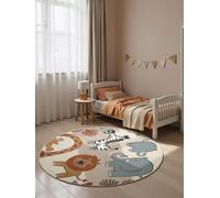 Hanse Home Adventures Savanna - Alfombra Infantil Redonda para habitación Infantil, diseño de Safari, diseño de Animales, Selva, para niños, niñas, salón, Color Crema, diámetro de 160 cm