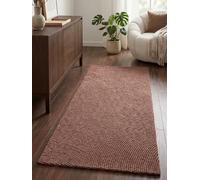Hanse Home Alfombra de Lana Calmio - Alfombra de salón Natural - Hecha a Mano - Hygge Skandi, Alfombra Bohemia de Lana para salón, Dormitorio, Comedor, Pasillo - Rosa Vintage, 80 x 200 cm