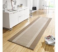 Hanse Home Alfombra de Pasillo con Banda de 80 x 450 cm, Suave Pelo Corto, diseño Moderno, para Pasillo, Dormitorio, habitación de los niños, baño, Sala de Estar, Cocina, Color Beige y Crema