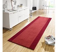 HANSE Home Alfombra de Pasillo con Banda de 80 x 500 cm, Suave Pelo Corto, diseño Moderno, para Pasillo, Dormitorio, habitación de los niños, baño, Sala de Estar, Cocina, Color Rojo
