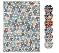 HANSE Home Alfombra de Pelo Corto Trinidad con triángulos multifabricación, Color: Azul/Gris/Rosa/Crema, tamaño: 160 x 220 cm