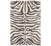 Hanse Home Alfombra de Pelo Largo con diseño de Cebra, Color Crema y Gris, Suave en Piel de Animal, Aspecto Safari, salón, Dormitorio, Cocina, Pasillo, diseño Moderno, 120 x 170 cm