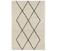 Hanse Home Alfombra de Pelo Largo Shaggy diseño Diamond Crema Negro Suave en Rombos patrón geométrico para salón, Dormitorio, Cocina, Pasillo, diseño Moderno, 120 x 170 cm
