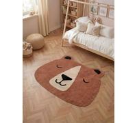 Hanse Home Alfombra Infantil Benni - Alfombra de fácil Cuidado para niños y niñas, Antideslizante y Lavable, Forma de Oso, Alfombra Suave para Juegos, Alfombrilla de Juego, marrón, 101 x 120 cm