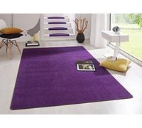 Hanse Home Alfombra Interior Fancy - Alfombra de salón Monocolor Moderna de Terciopelo para Comedor, salón, habitación de los niños, Pasillo, Dormitorio, Cocina, Color Morado, 160 x 240 cm