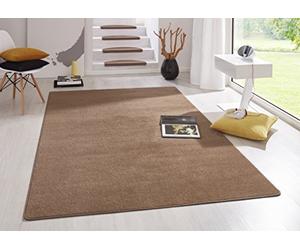 Hanse Home Alfombra Interior Fancy - Alfombra de salón Monocolor, Moderna, Terciopelo, para Comedor, salón, habitación de los niños, Pasillo, Dormitorio, Cocina, Color marrón, 133 x 195 cm