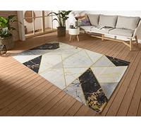 Hanse Home Alfombra Noble para Interior y Exterior, Tejido Plano Skandi Aspecto de mármol, patrón geométrico, Certificado Öko-Tex Resistente a la Intemperie y a los Rayos UV, para salón, balcón,