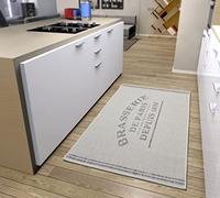 HANSE Home Brasserie de Paris Alfombra de Cocina con inscripción, Antideslizante, fácil de Limpiar, Resistente, con Certificado Öko-Tex para Cocina, Pasillo, Comedor, Color Crema y Gris, 92 x 150 cm