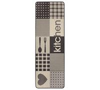 Hanse Home Camino de Cocina de diseño Patchwork 67 x 180 cm con Parte Trasera Antideslizante, Tejido Plano, Lavable a 30 °C, 100% Polipropileno, Resistente y fácil de Limpiar, Color marrón y Crema