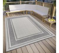 Hanse Home Cast - Alfombra Impermeable para Interiores y Exteriores, diseño Moderno, Bicolor y Resistente al Agua, Tejido Plano para jardín, balcón, terraza, salón, Color Beige y Gris, 155 x 235 cm