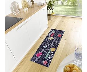 Hanse Home Cook & Clean Alfombra de Cocina - Alfombra de Cocina con Texto - Alfombra Antideslizante de fácil Cuidado para Cocina, Pasillo, Entrada, Comedor - 50 x 150 cm