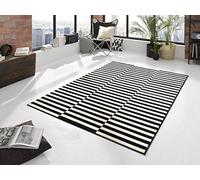 Hanse Home Design Terciopelo Alfombra Pelo Corto Panel, Polipropileno, Negro/Crema, 80 x 150 x 0.9 cm