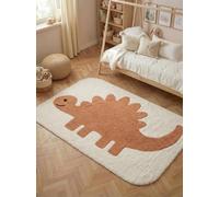 Hanse Home Doro - Alfombra Infantil de fácil Cuidado para niños y niñas, Antideslizante y Lavable, con Forma de Dinosaurios, Alfombra Suave, Base de Juegos, Crema y Naranja, 140 x 200 cm