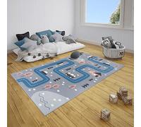 Hanse Home Dream Street-Alfombra para habitación Infantil (Pelo Suave, fácil de cuidar), Color Gris y Azul, 80 x 150 cm, Polipropileno