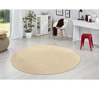 Hanse Home Fancy Alfombra Redonda - Alfombra Moderna de Terciopelo para salón, salón, habitación de los niños, Pasillo, Dormitorio, Cocina, Color Beige, diámetro 200 cm