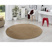 Hanse Home Fancy Redonda - Alfombra Moderna de Terciopelo, salón, habitación de los niños, Pasillo, Dormitorio, Cocina, Color marrón, diámetro 133 cm, Polipropileno, ø133cm