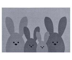 HANSE Home Felpudo de diseño con Texto Bunny Family (40 x 60 cm, para Interiores y Exteriores, 100% Poliamida, fácil de Limpiar, Resistente, Antideslizante, Pascua, Festivo, Conejo), Color Gris