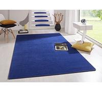 Hanse Home Interior Fancy - Alfombra Monocolor Moderna de Terciopelo para Comedor, salón, habitación de los niños, Pasillo, Dormitorio, Cocina, Color Azul, 100 x 150 cm, Polipropileno