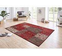 Hanse Home Kirie - Alfombra de retales, Pelo Corto, Moderna, diseño Vintage, para Comedor, salón, habitación de los niños, Pasillo, Dormitorio, Cocina, Color Rojo y marrón, 160 x 230 cm