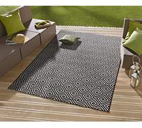 Hanse Home Northrugs Alfombra para Interiores y Exteriores, diseño de Cuadros, Color Negro, 80 x 150 cm