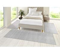 Hanse Home Pure Alfombra para Borde de la Cama, 3 Piezas, Alfombra de Cama de Pelo Corto, Color Liso, Juego de Corredores para habitación Infantil, Dormitorio, Gris, 2 x 70 x 140 cm y 1 x 70 x 240 cm